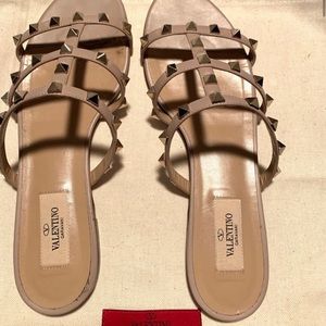 Valentino Rockstud Caged Flat Slide Sandals